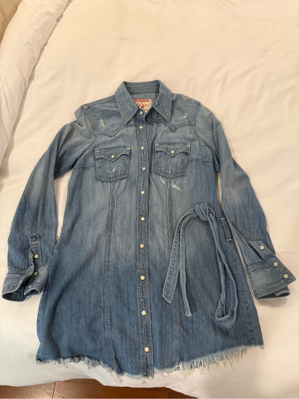 True Religion Light Blue Denim Shirt Dress